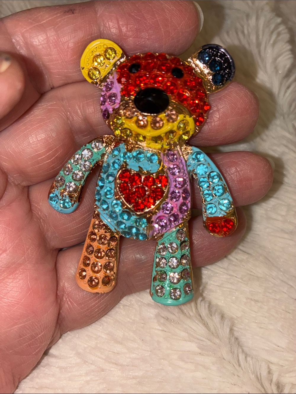 Multicolor Rhinestone Teddy Bear 🧷 Accessory - Picture 7 of 7
